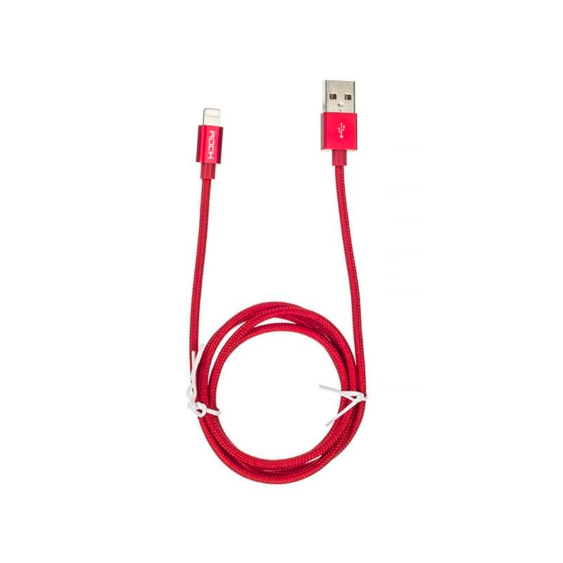 фото Кабель mfi rock rcb0411 charge & sync round cable ii 100cm - красный