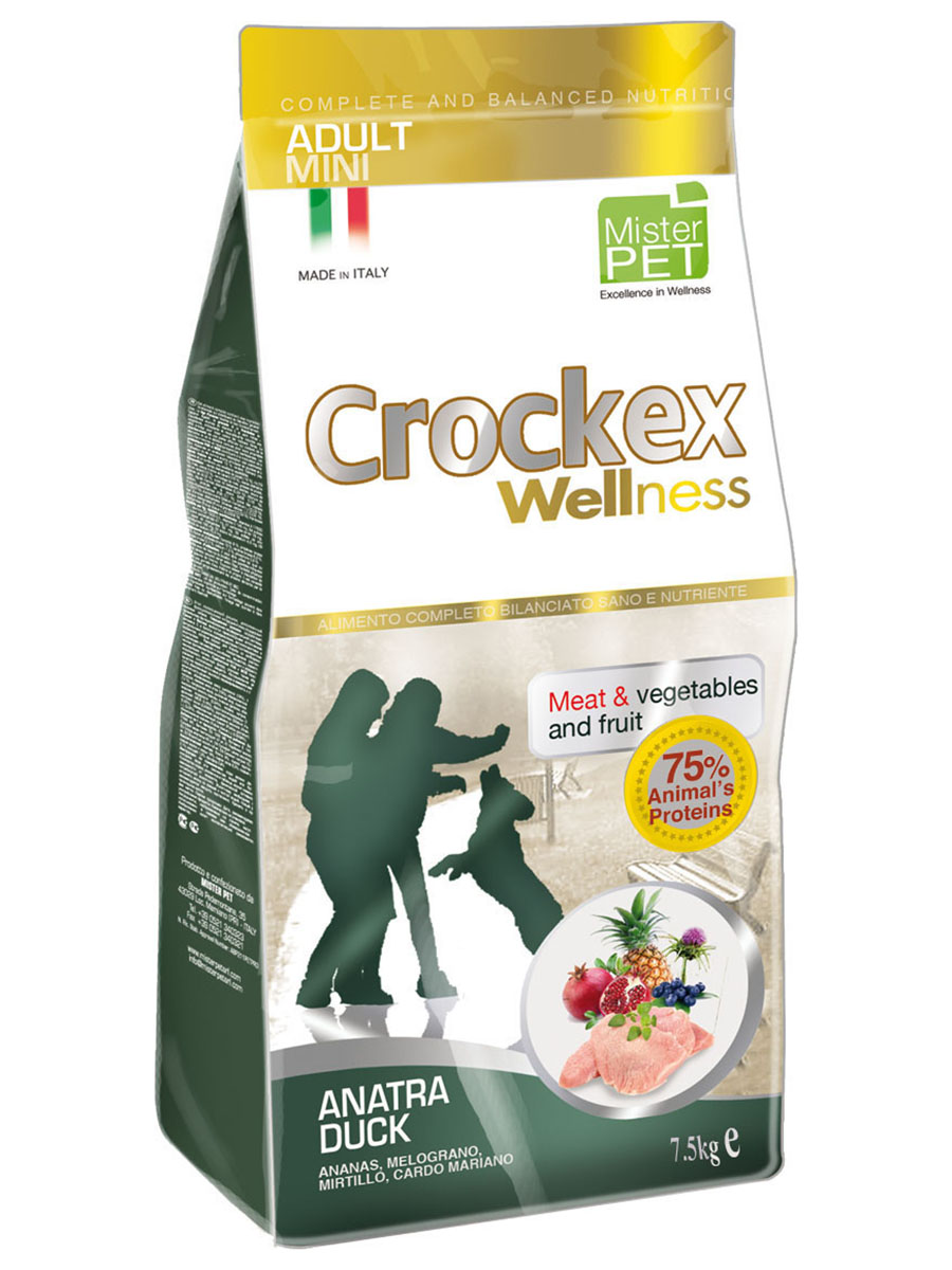 фото Сухой корм для собак crockex wellness adult mini, утка, рис, 7.5кг