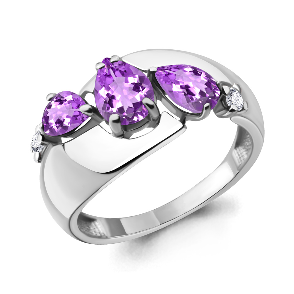 

Кольцо из серебра с аметистом\фианитом Aquamarine Aquamarine 6590804_925_р р. 18,5, 6590804_925_р