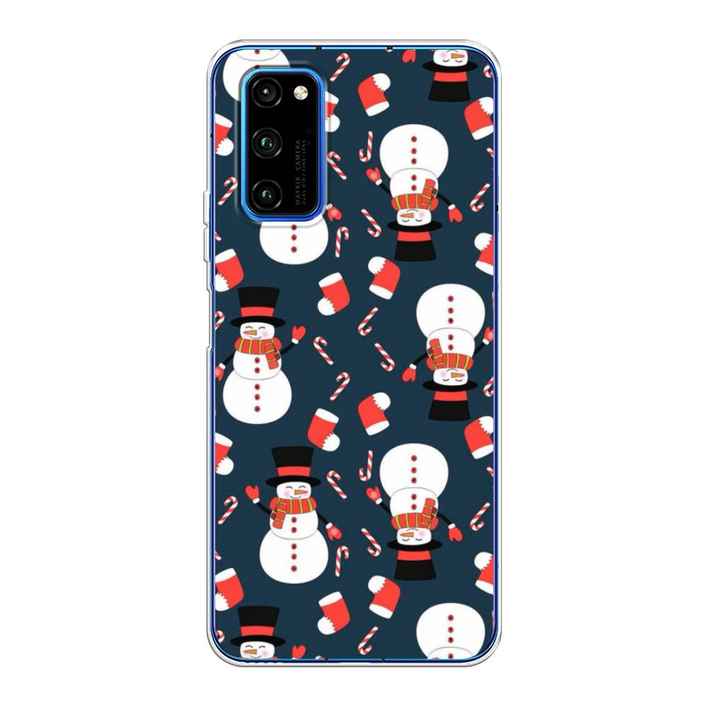 

Чехол на Huawei Honor V30 Pro "Синие снеговики", Синий;белый;красный, 611450-5