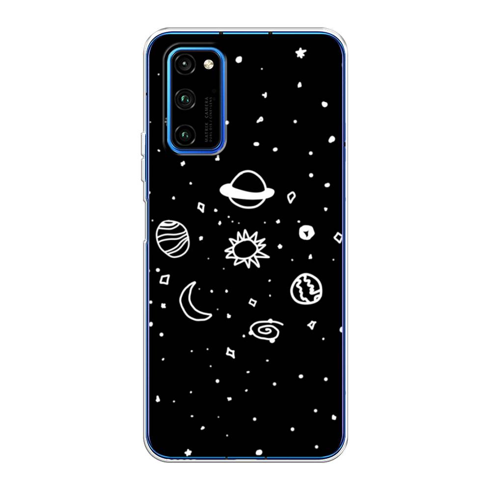 

Чехол на Huawei Honor V30 Pro "Дудл солнечной системы", Бежевый;серый, 611450-2