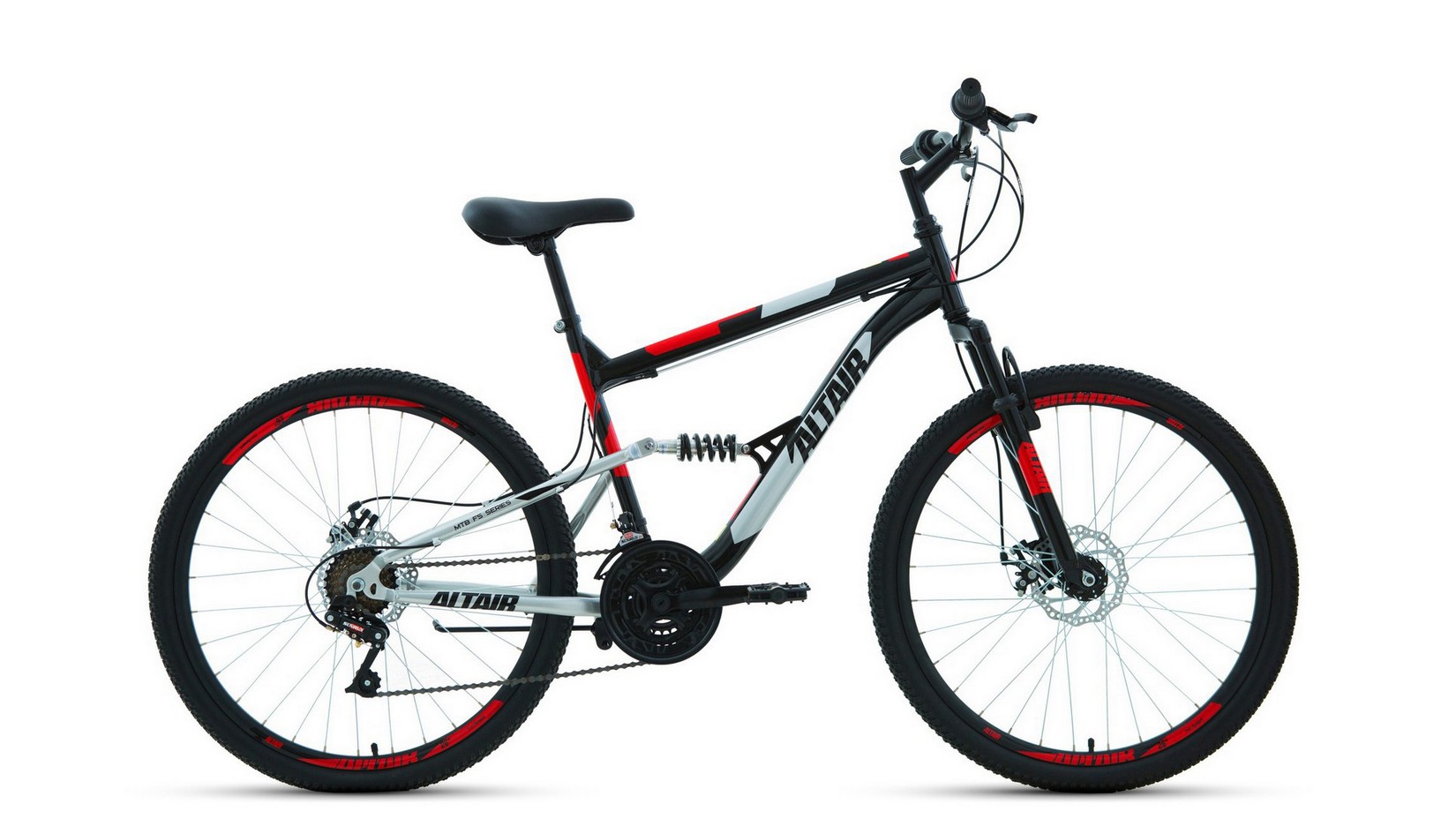 фото Велосипед altair mtb fs 26 2.0 d 2022 18" черный/красный