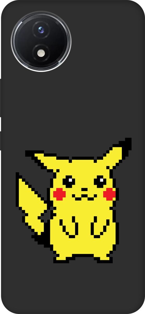 

Матовый Soft Touch Чехол на Vivo Y02 с 3D принтом "Pixel Pikachu" черный, Черный;желтый, 157845