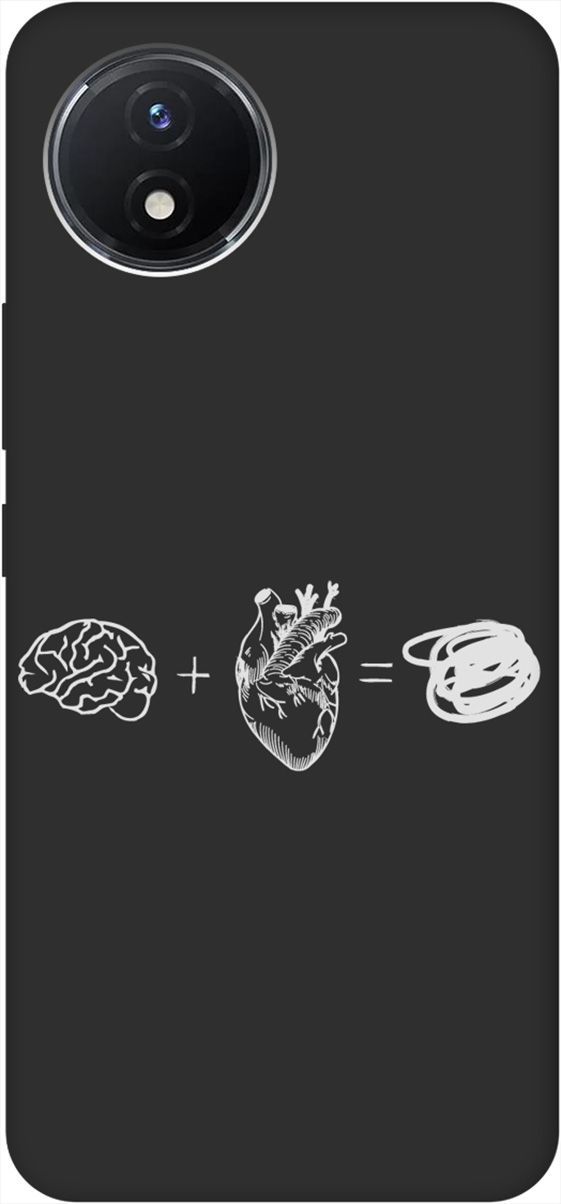

Матовый Soft Touch Чехол на Vivo Y02 с 3D принтом "Brain Plus Heart W" черный, Черный;белый, 157845