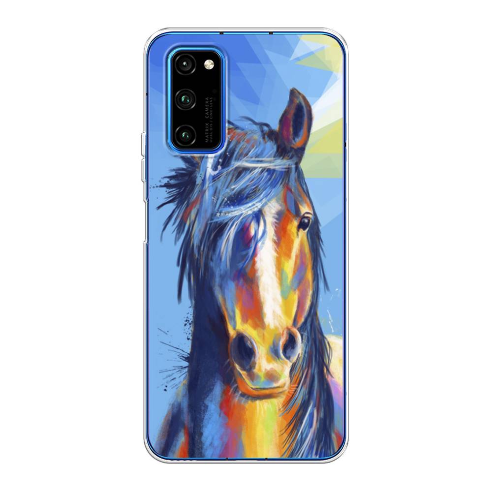 

Чехол на Huawei Honor V30 Pro "Лошадь арт 3", Голубой;желтый;синий, 611450-1