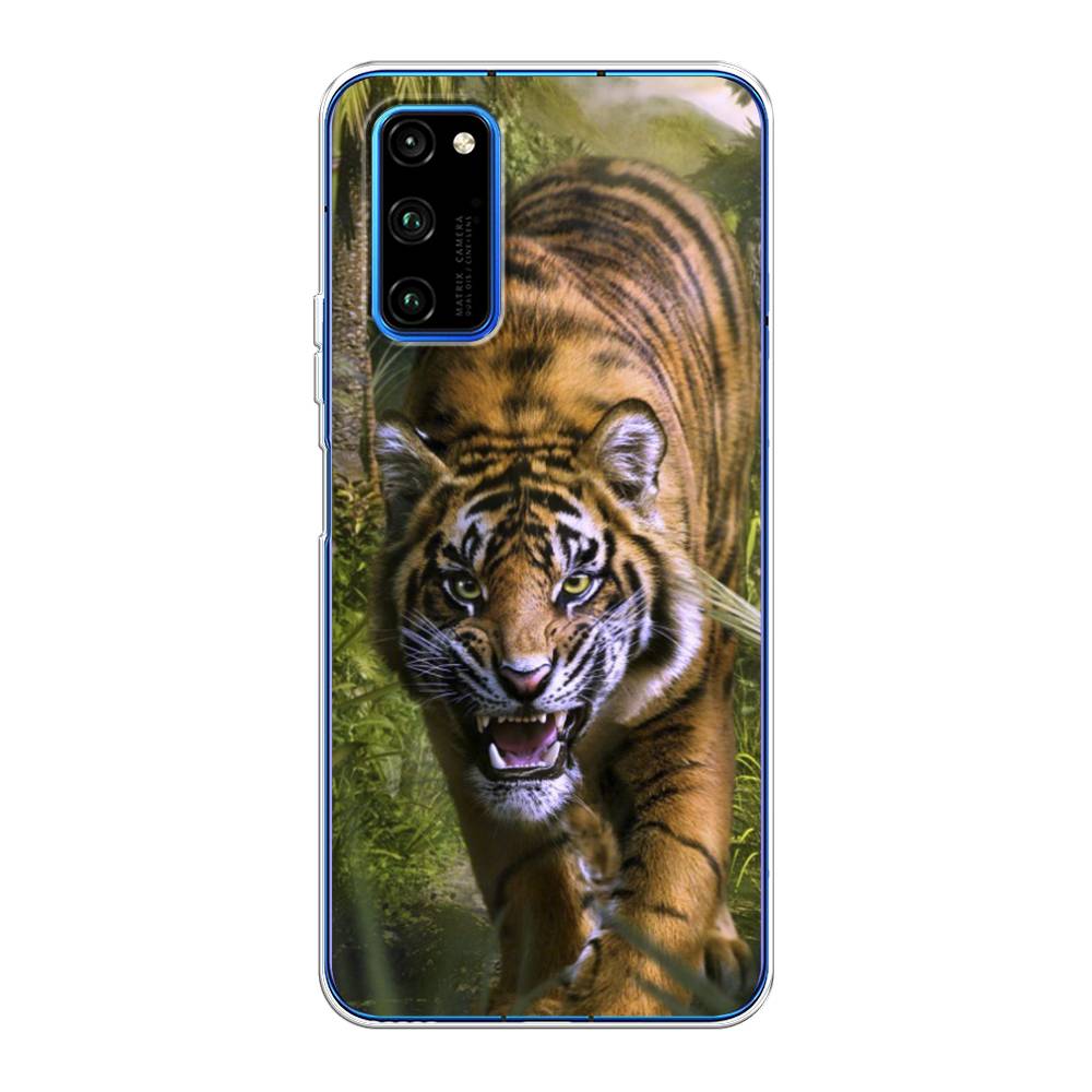 

Чехол на Huawei Honor V30 Pro "Тигр в джунглях 2", Оранжевый;зеленый, 611450-1