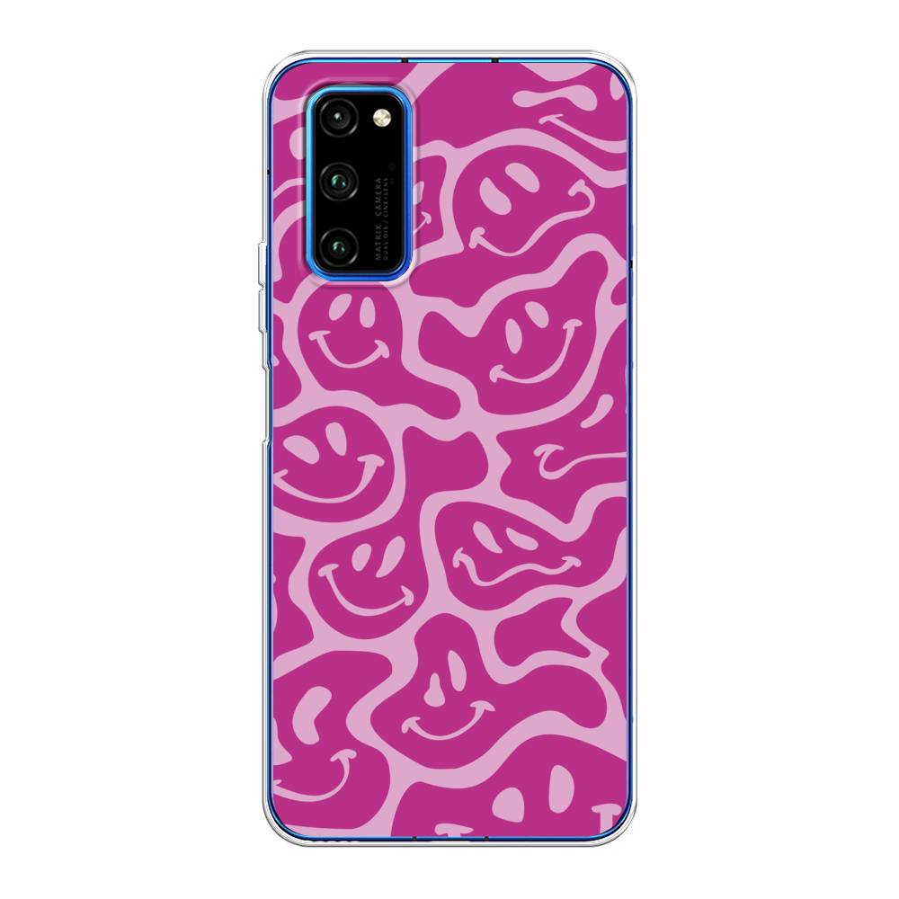 

Чехол на Huawei Honor V30 Pro "Расплывчатые смайлики розовые", Фиолетовый, 611450-6