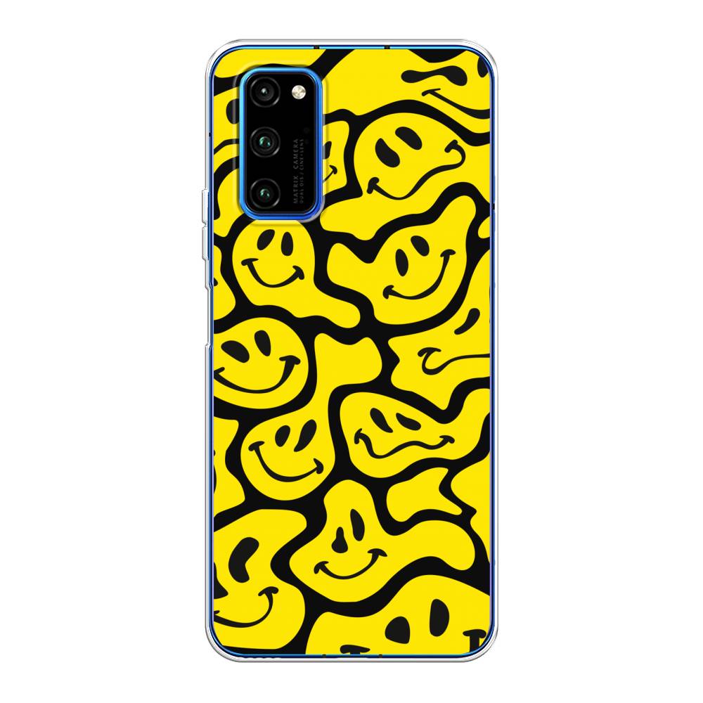 

Чехол на Huawei Honor V30 Pro "Расплывчатые смайлики желтые", Черный;желтый, 611450-6