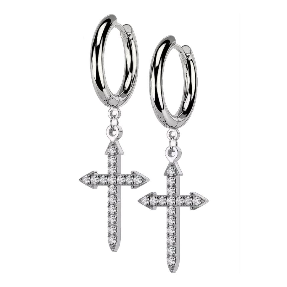

Серьги подвески из стали Spikes SE4111, фианит, SE4111