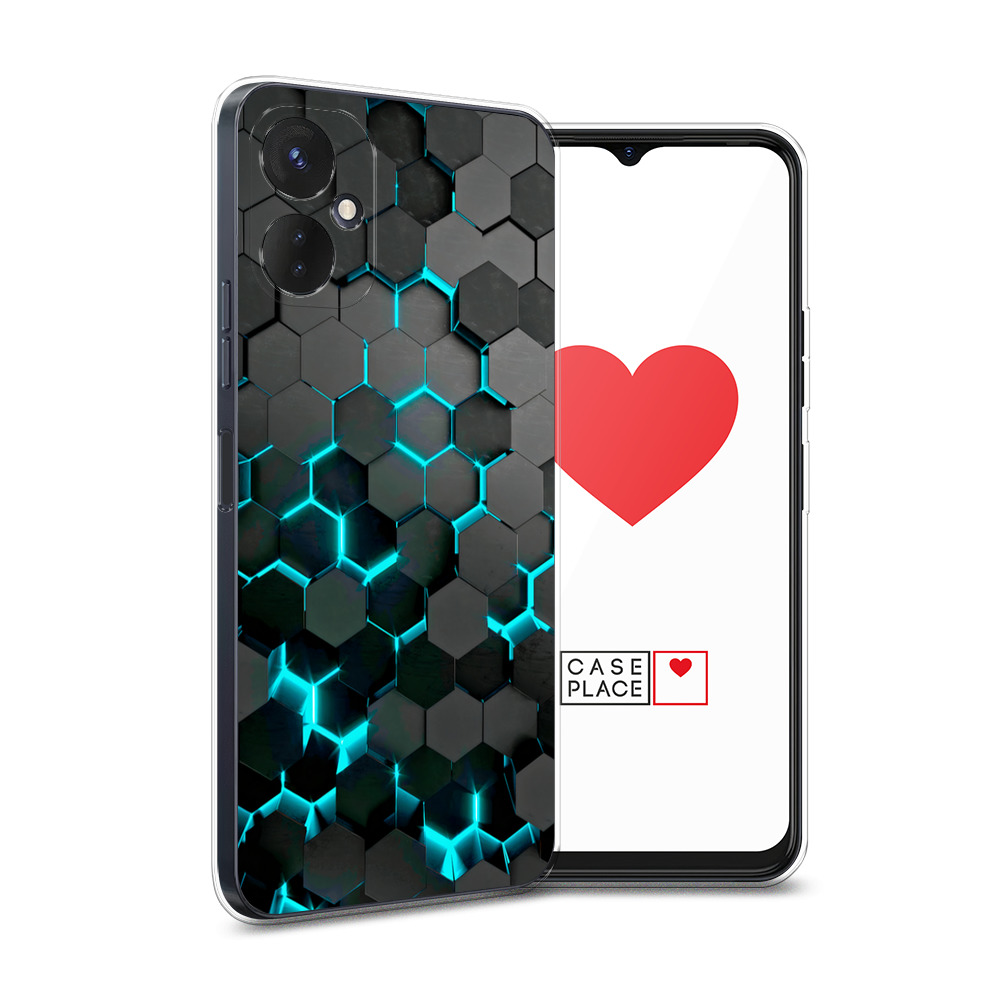 

Силиконовый чехол Awog "Соты бирюзовые" для Tecno Spark 9 Pro, Черный, 301950-3