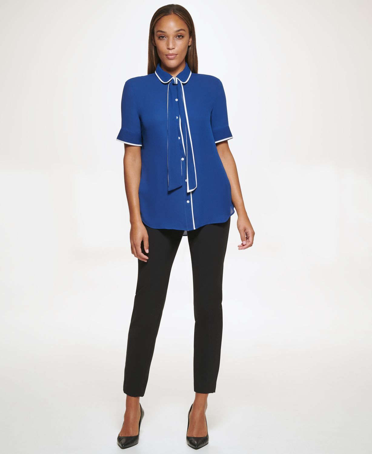 

Блуза женская DKNY UK1TY136 синяя XS, UK1TY136