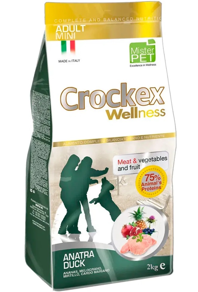 Сухой корм для собак Crockex Wellness Adult Mini, утка, рис, 2кг