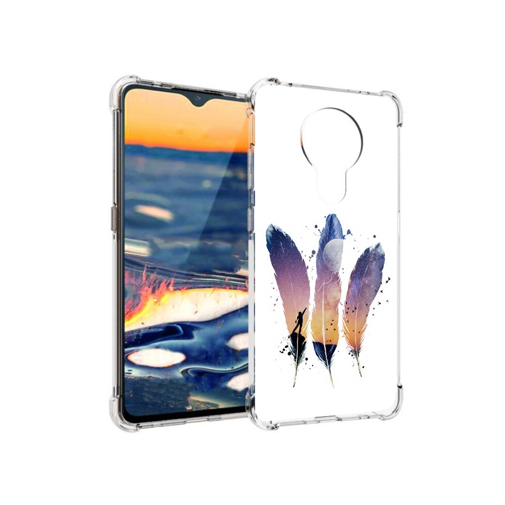 

Чехол MyPads Tocco для Nokia 5.3 небесные перья (PT227052.106.519), Прозрачный, Tocco