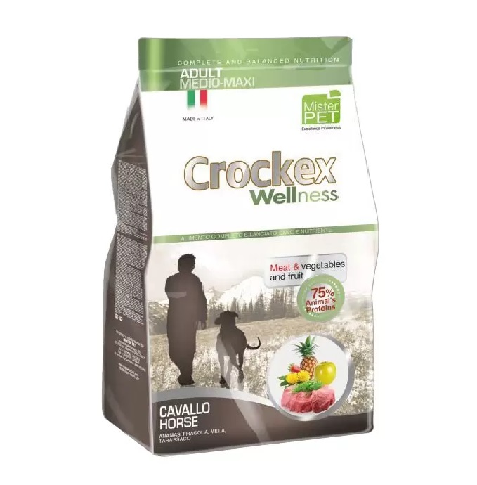 Сухой корм для собак Crockex Wellness Adult Medio-Maxi, конина, рис, 12кг
