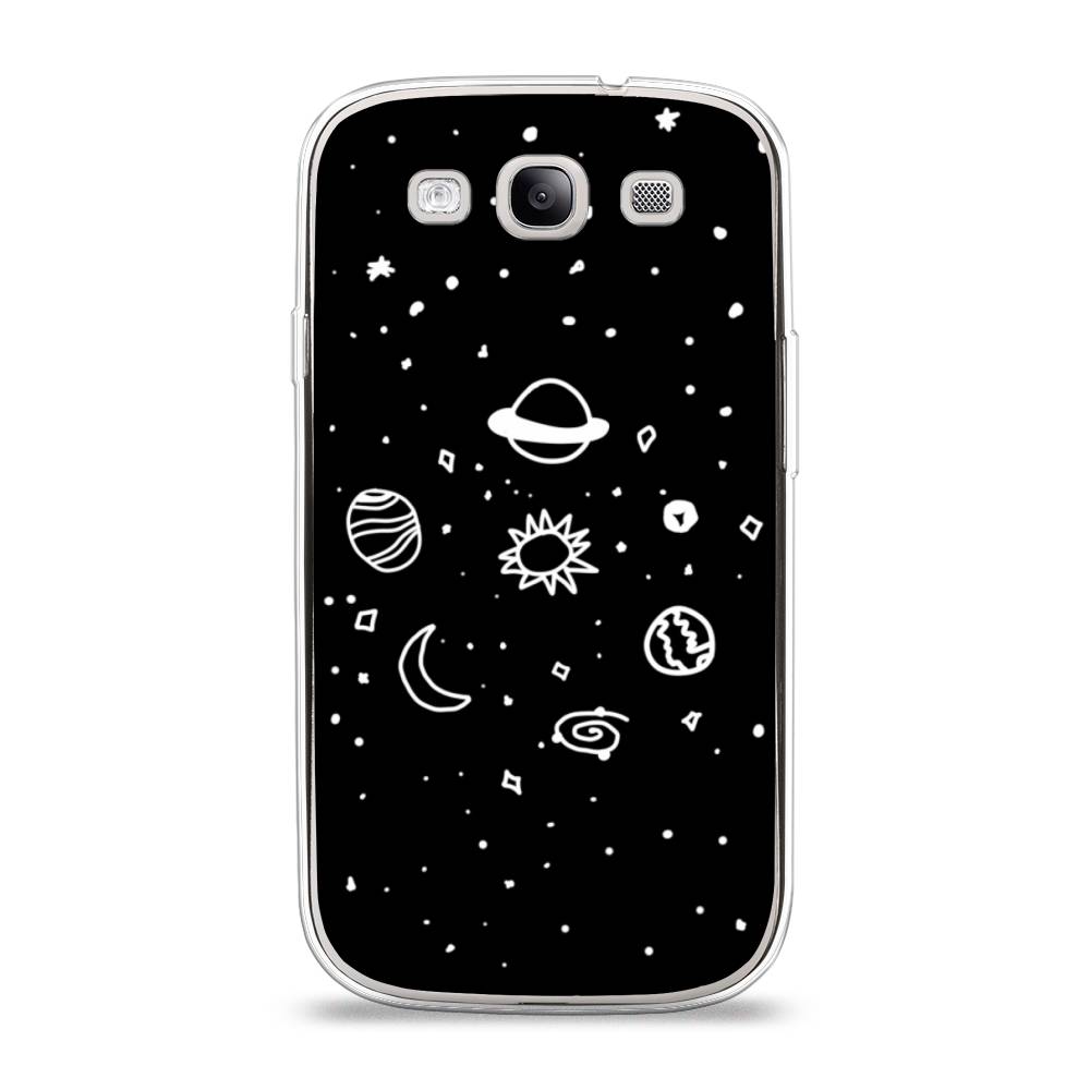 

Чехол на Samsung Galaxy S3 "Дудл солнечной системы", Бежевый;серый, 23750-2