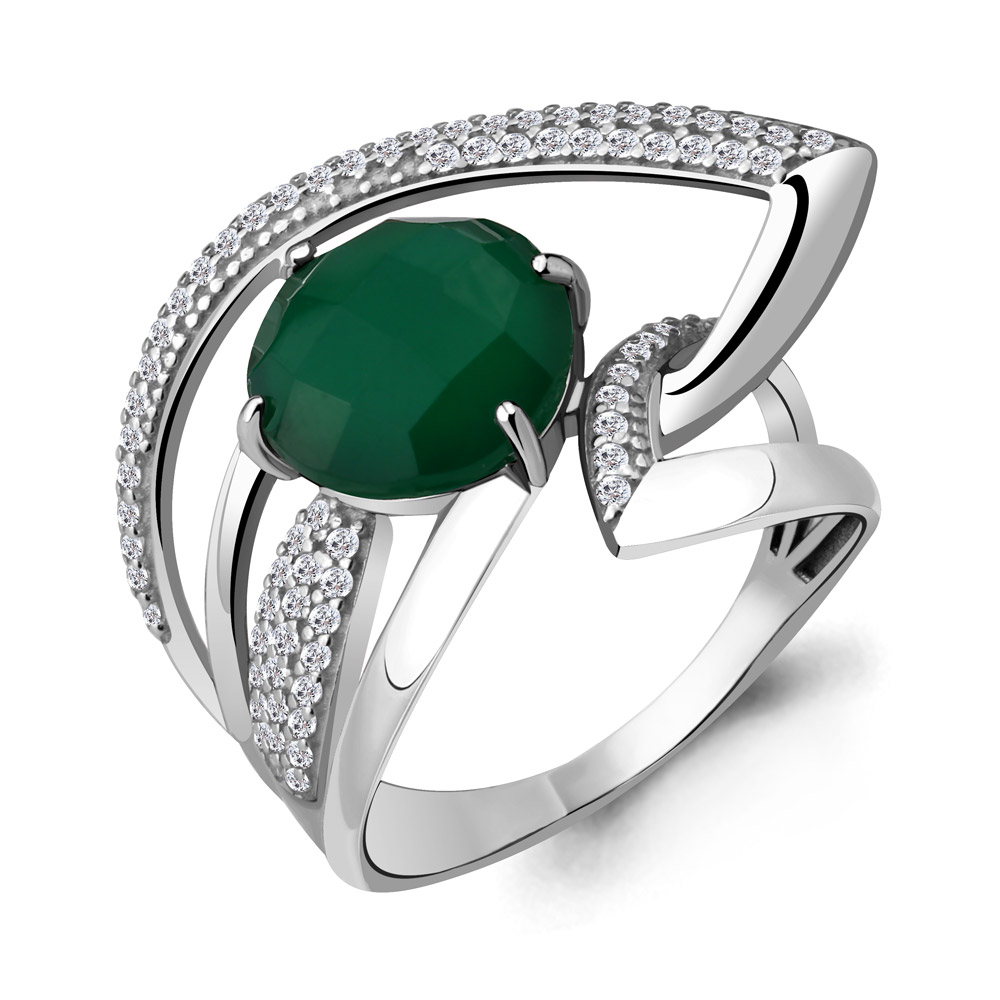 

Кольцо из серебра с агатом\фианитом Aquamarine Aquamarine 6589609А_925_р р. 18, 6589609А_925_р