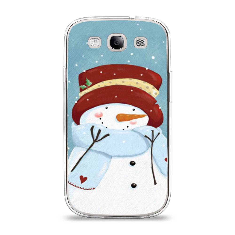 

Чехол на Samsung Galaxy S3 "Застенчивый снеговик", Голубой;белый;красный, 23750-5