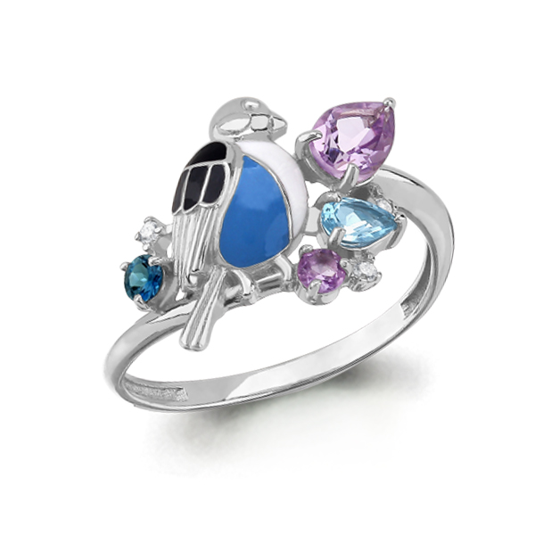 

Кольцо из серебра с аметистом\топазом\фианитом Aquamarine Aquamarine 6589442А_925_р р, 6589442А_925_р