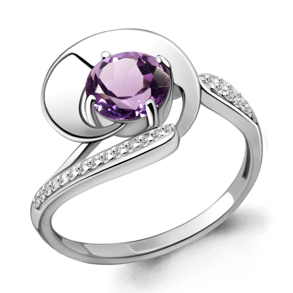 

Кольцо из серебра с аметистом\фианитом Aquamarine Aquamarine 6587704А_925_р р, 6587704А_925_р