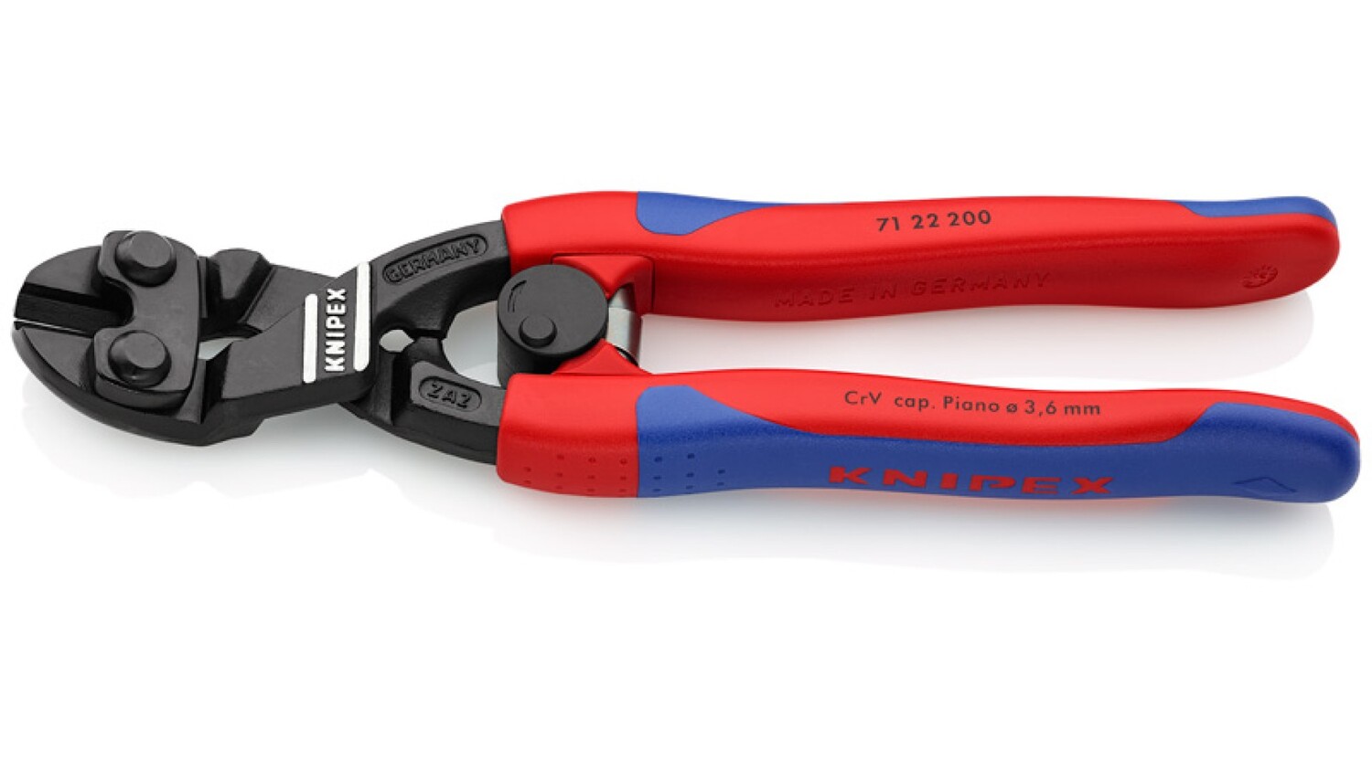 Болторез Knipex компактный CoBolt, пружина, голова 20°, 200 мм, 2-комп ручки KN-7122200