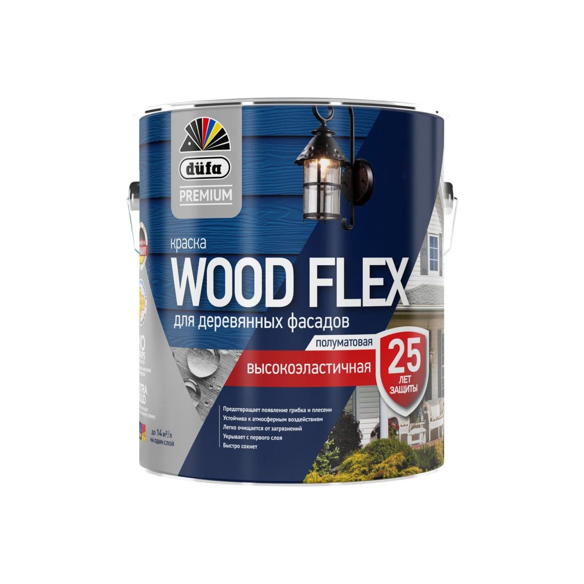 фото Краска dufa premium woodflex водно-дисперсионная, фасадная, высокоэластичная, база 1, 2,5л