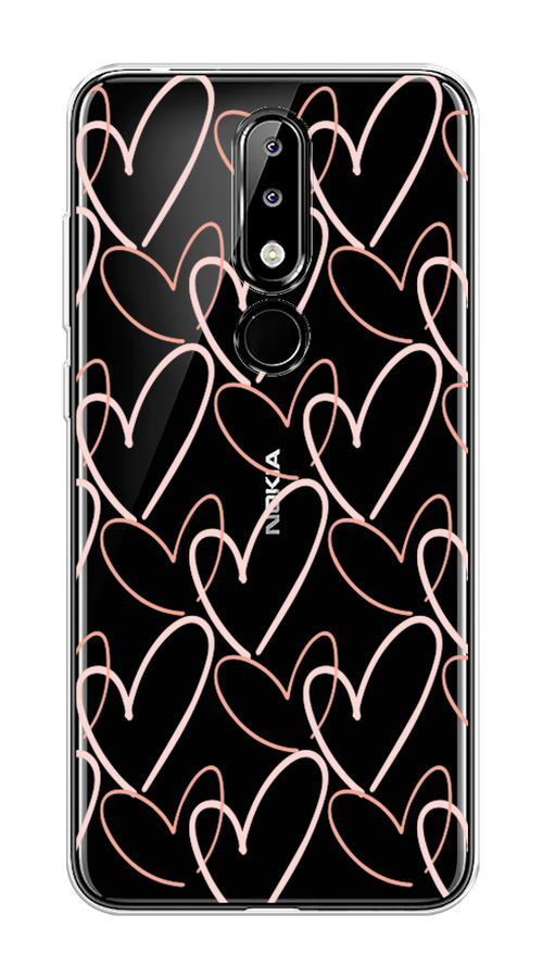 

Чехол на Nokia 5.1 Plus (X5) "Узор из сердечек", Розовый;бежевый, 121950-6