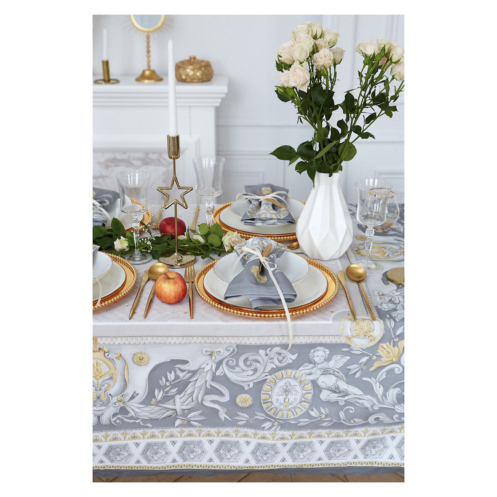 

Набор столовый Этель Classic style, скатерть 220х145см +/-3см, салфетки 12 шт, Серый