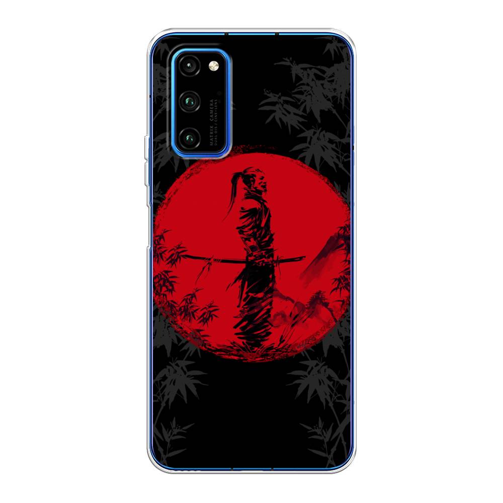 

Чехол на Huawei Honor V30 Pro "Самурай на красном фоне", Черный;красный;серый, 611450-4