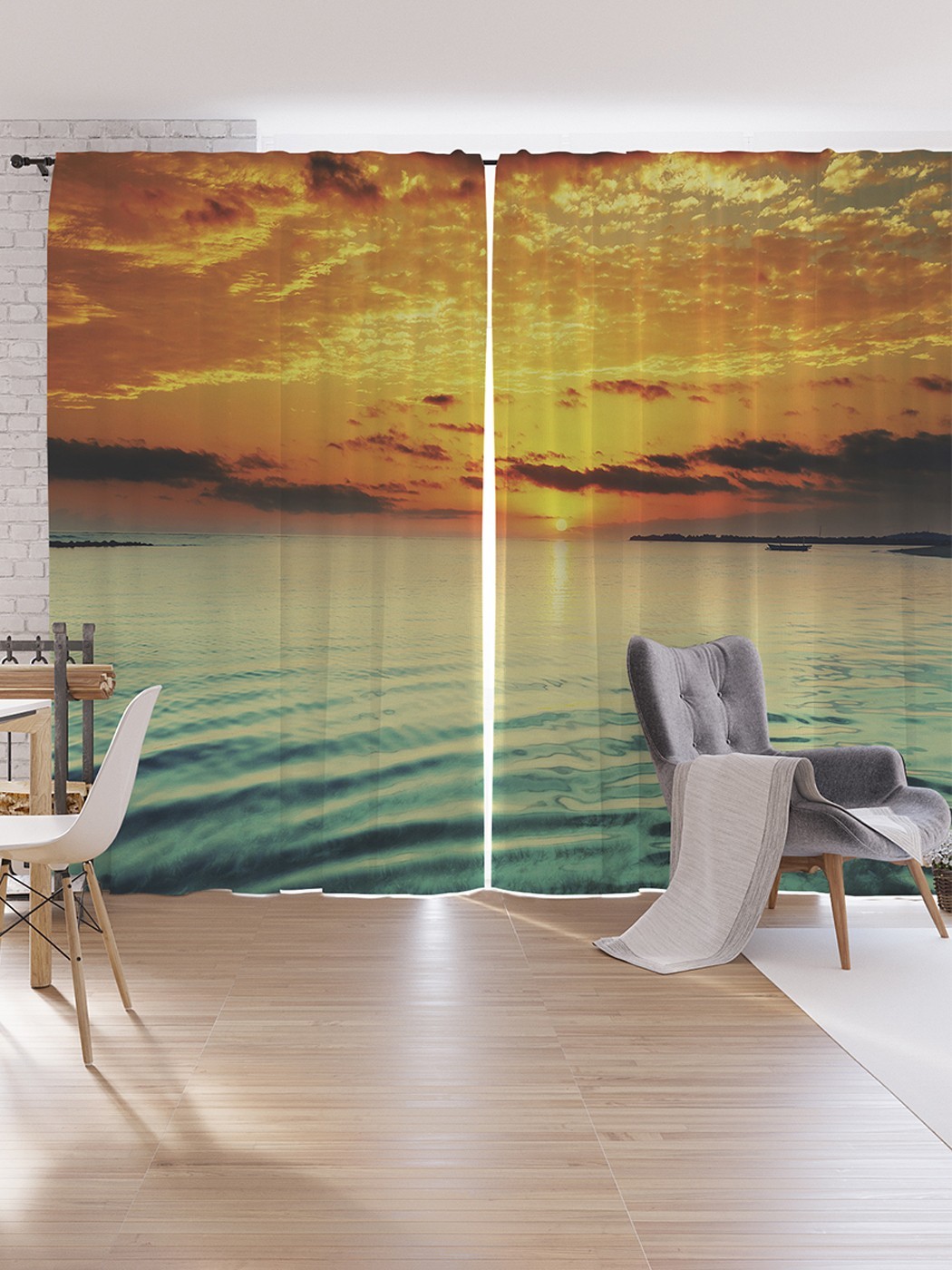 

Шторы под лён JoyArty "Загадочное морское утро", серия Oxford DeLux, 340х265 см, Загадочное морское утро