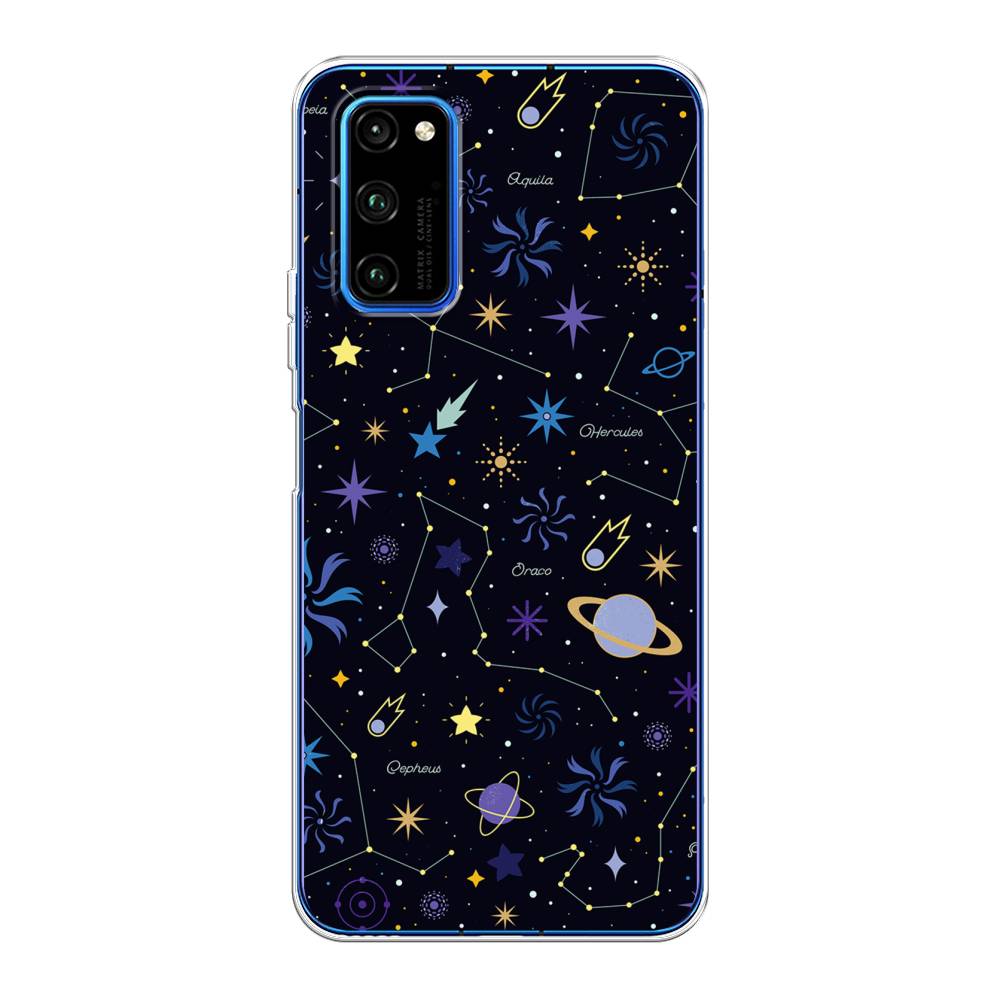 

Чехол на Huawei Honor V30 Pro "Цветной космос", Желтый, 611450-2