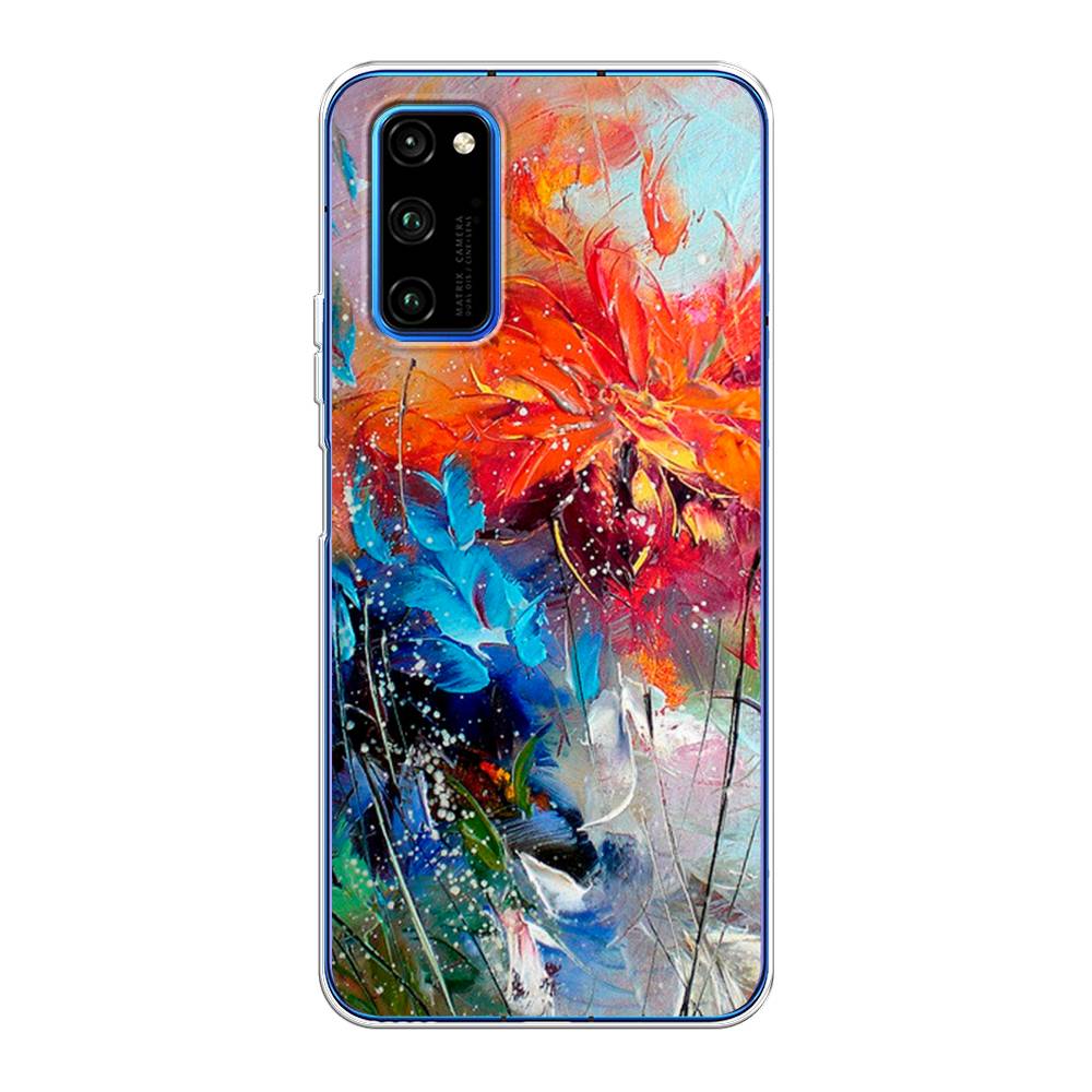 

Чехол на Huawei Honor V30 Pro "Абстрактные цветы", Оранжевый;синий, 611450-4