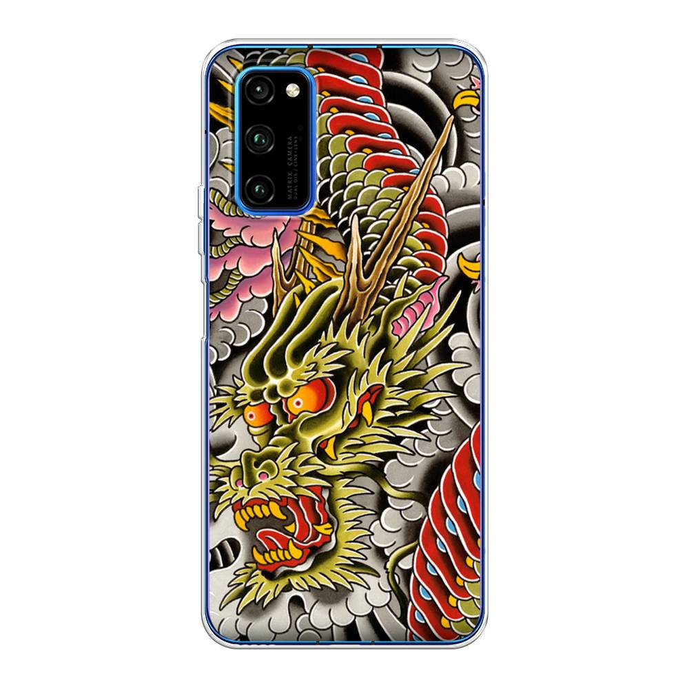 

Чехол на Huawei Honor V30 Pro "Японский дракон", Желтый;розовый;красный, 611450-4