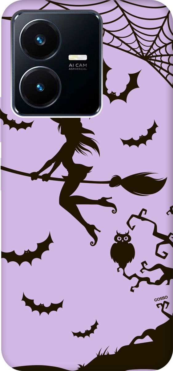 

Чехол на Vivo Y22 "Witch on a Broomstick" сиреневый, Фиолетовый;черный, 157821