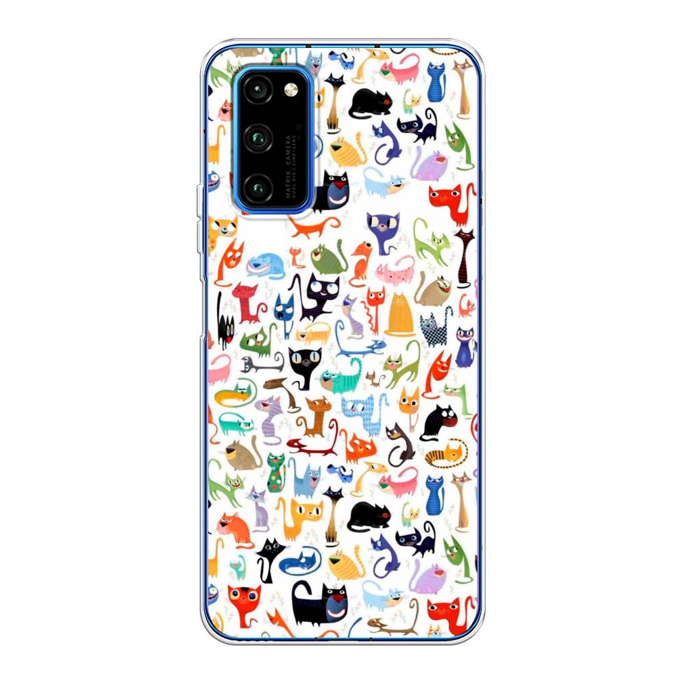 

Чехол на Huawei Honor V30 Pro "Цветные коты", Разноцветный, 611450-1