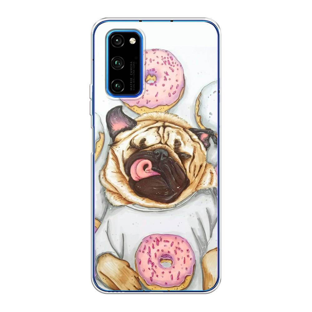 

Чехол на Huawei Honor V30 Pro "Счастливый мопс", Розовый;бежевый;коричневый, 611450-1
