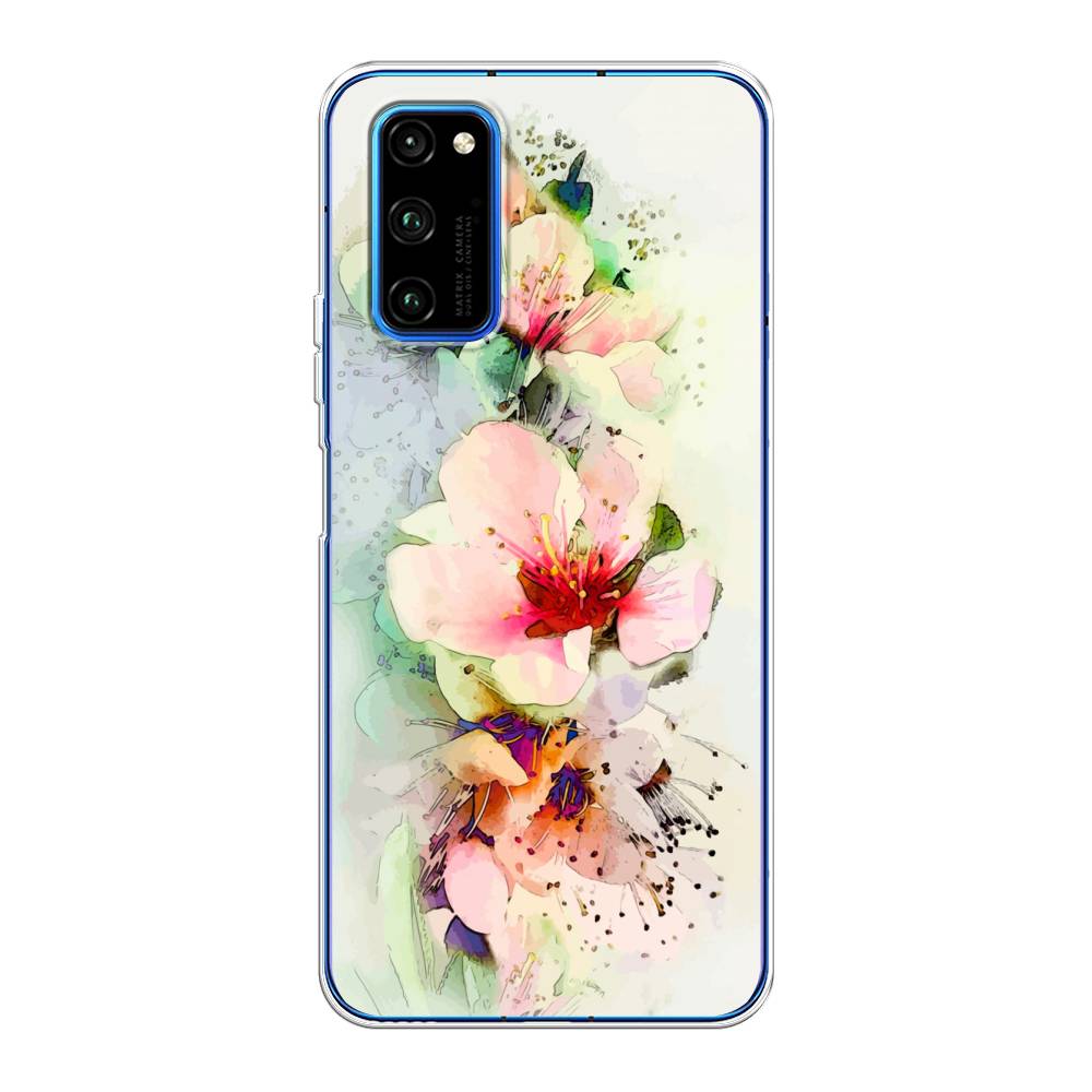 

Чехол на Huawei Honor V30 Pro "Нежные цветы", Зеленый;розовый, 611450-2