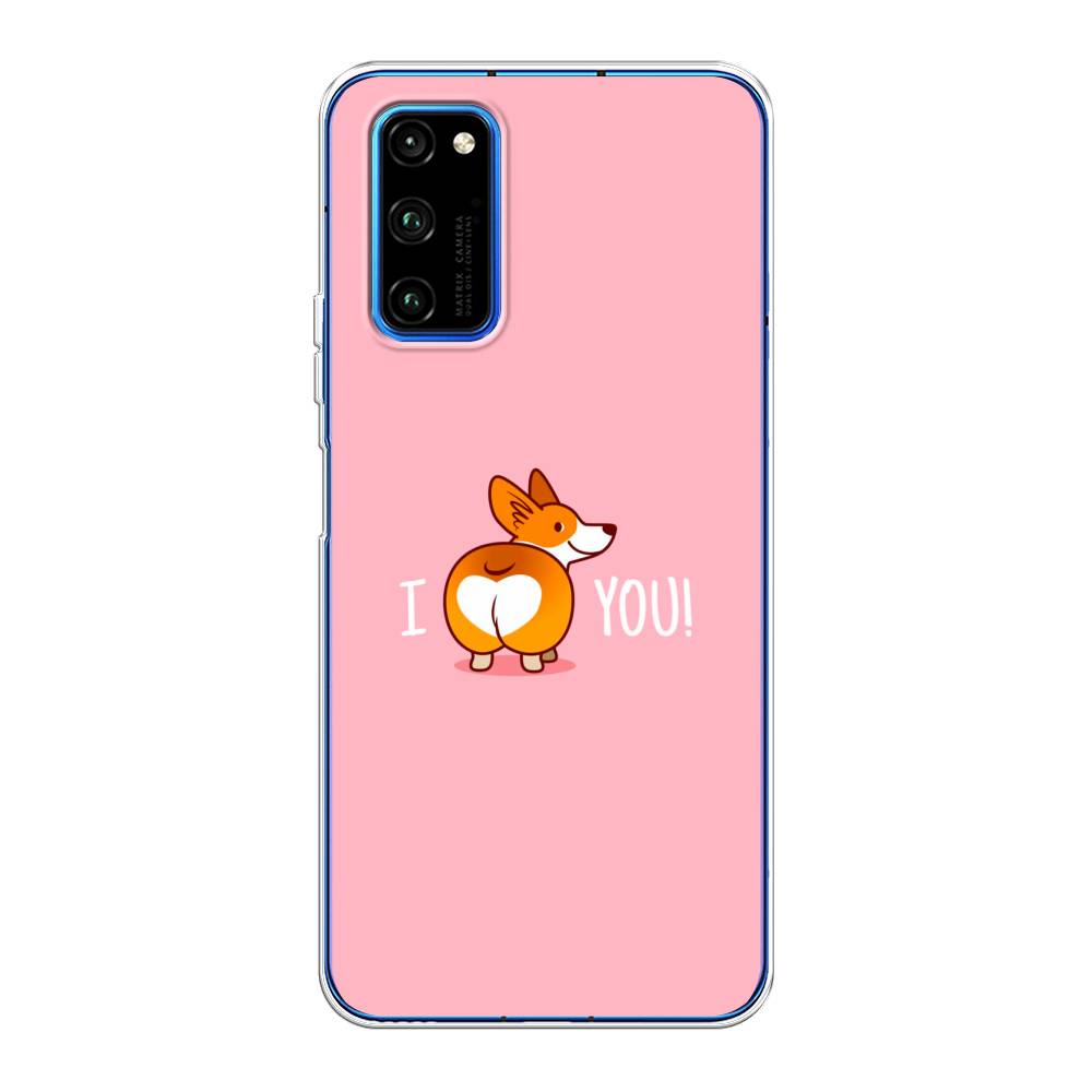 

Чехол на Huawei Honor V30 Pro "Корги I love you", Розовый;коричневый;белый, 611450-1