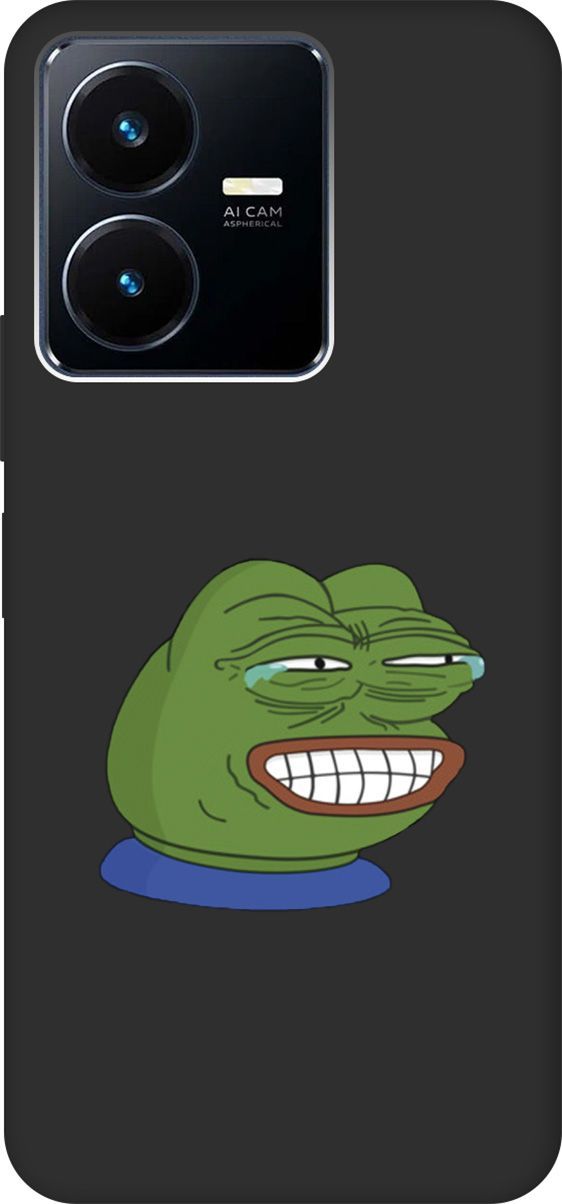 

Матовый Soft Touch Чехол на Vivo Y22 с 3D принтом "Pepe the Frog" черный, Черный;зеленый, 157803
