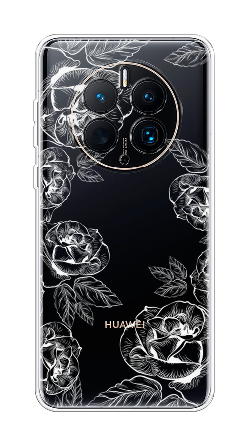 

Чехол на Huawei Mate 50 Pro "Розы графика", Черный;серый, 6109950-2