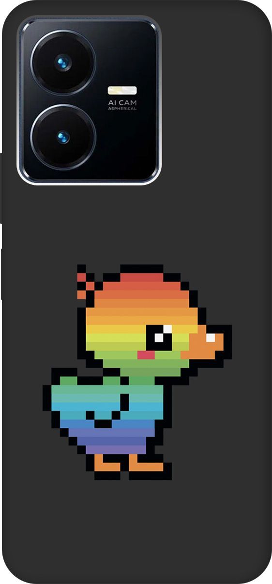 

Матовый Soft Touch Чехол на Vivo Y22 с 3D принтом "Pixel Duck" черный, Черный;желтый, 157803