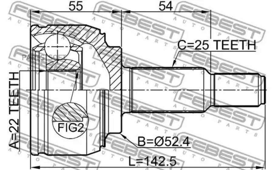 

Шрус Наружный 22x52.4x25 Febest арт. 2410SCENII