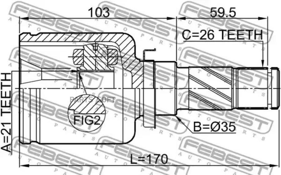 

Шрус Внутренний Левый 21x35x26 Febest арт. 0511DY5WATLH