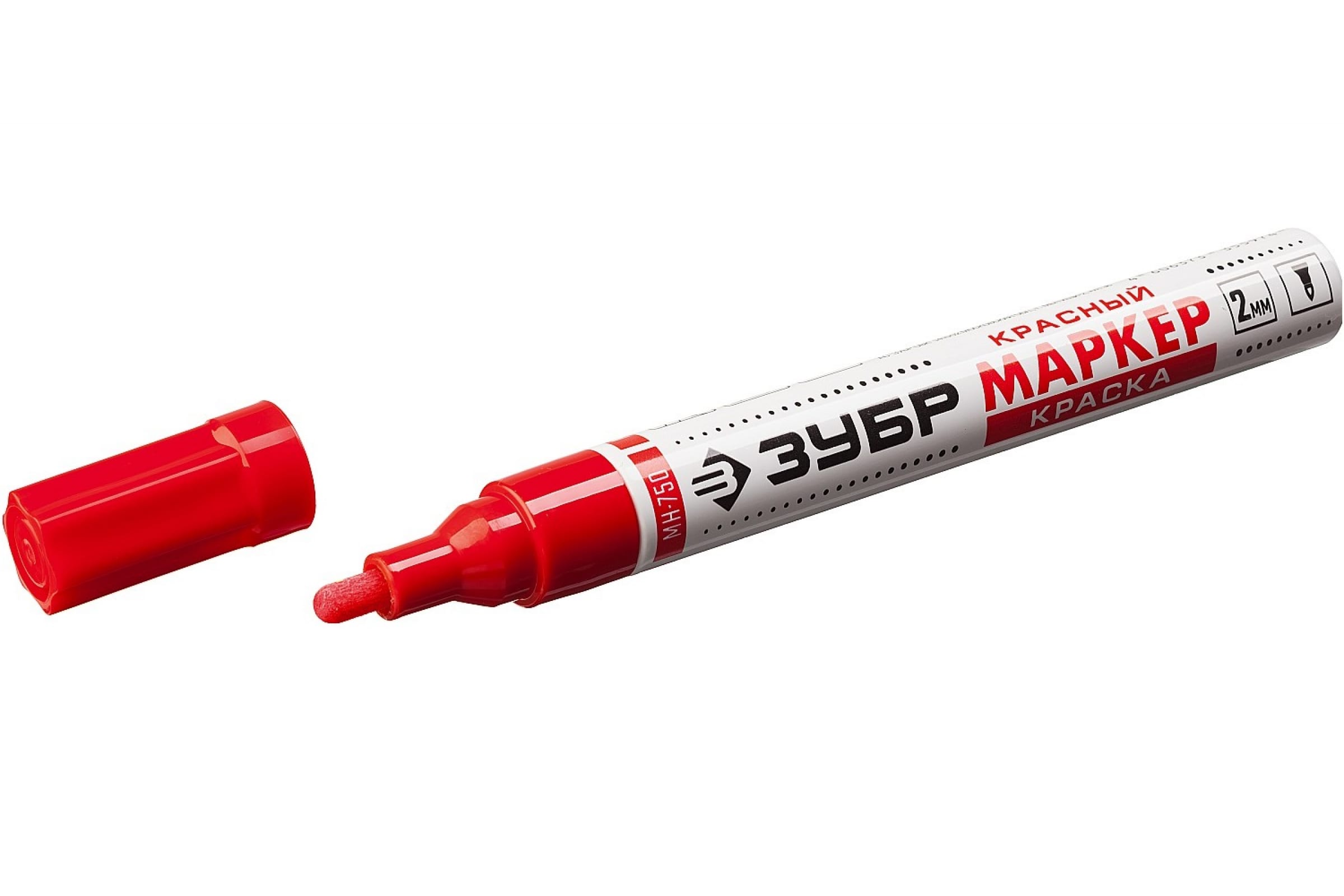 Маркер-краска ЗУБР МК-750 красный 2-4 мм круглый наконечник строительный карандаш зубр ксп 4 06305 18 z01 профессиональный 180 мм