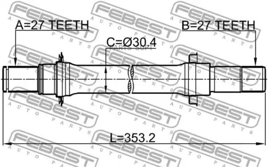 

Полуось Левая 27x353x27 Febest арт. 0312HRVMTLH