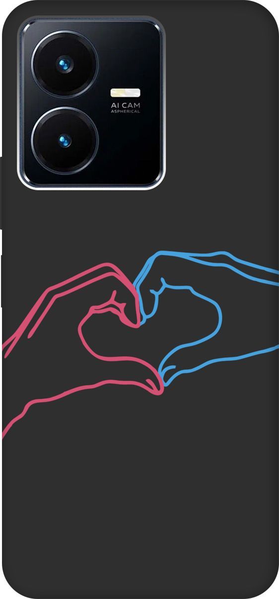 

Матовый Soft Touch Чехол на Vivo Y22 с 3D принтом "Fall in Love" черный, Черный;голубой, 157802