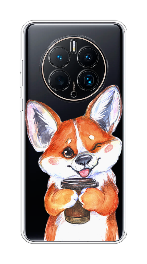 

Чехол на Huawei Mate 50 Pro "Корги с кофе", Оранжевый;белый, 6109950-4