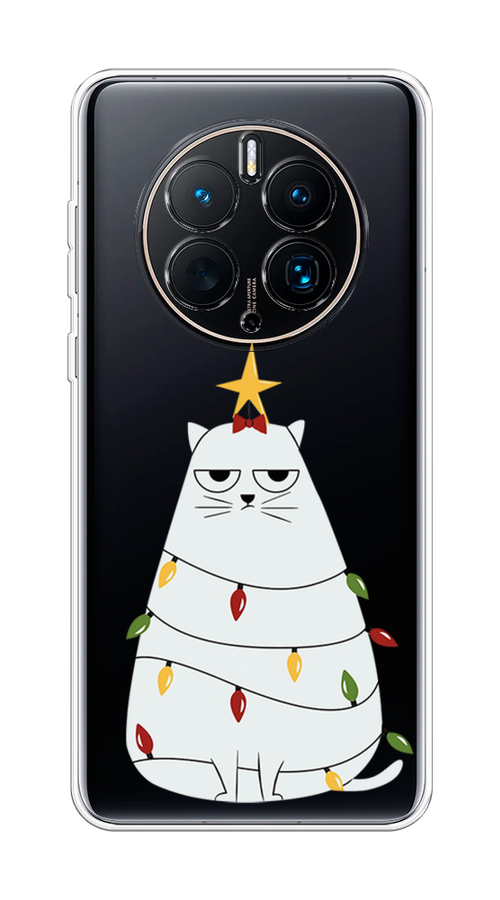 

Чехол на Huawei Mate 50 Pro "Котик в гирлянде", Белый;красный;желтый, 6109950-1