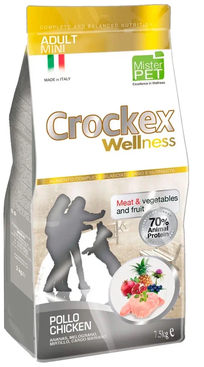 Сухой корм для собак Crockex Wellness Adult Mini, курица, рис, 7.5кг