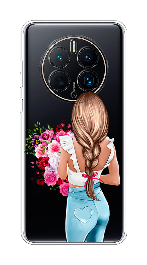 

Чехол на Huawei Mate 50 Pro "Девушка с цветами", Коричневый;розовый;голубой, 6109950-6