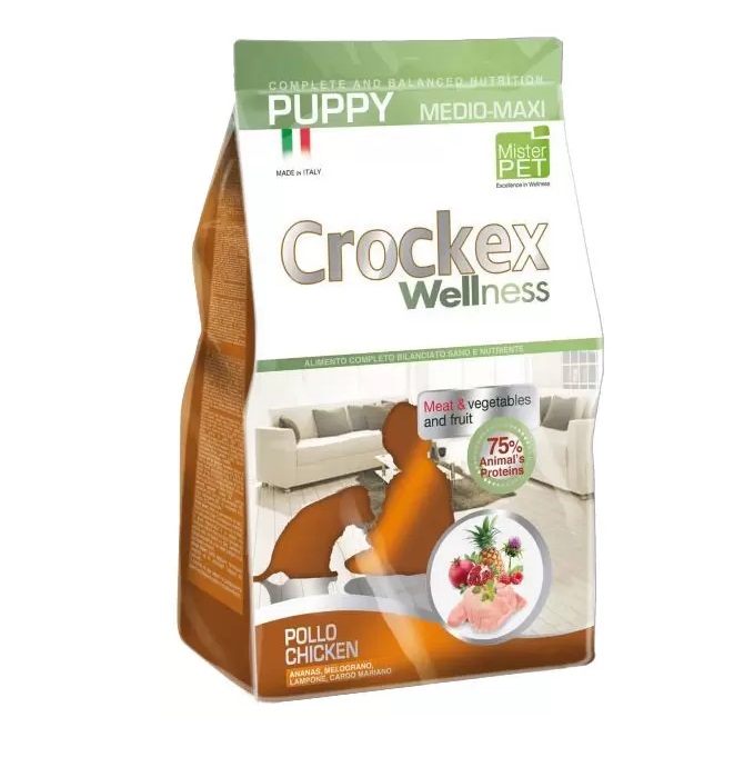 фото Сухой корм для щенков crockex wellness puppy medio-maxi, курица, рис, 12кг